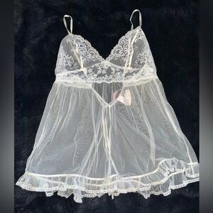 NWT Y2K 2002 Victorias Secret Lacey Babydoll Lingerie Mini Dress XS